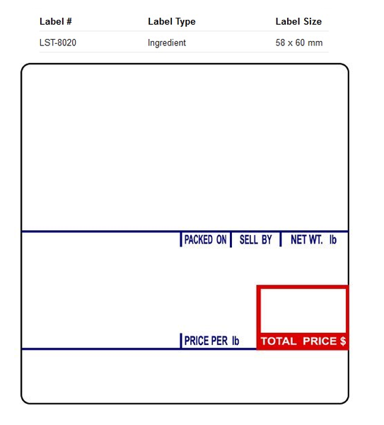 LST - 8020 - UPC with Ingredients (58x60 MM)
